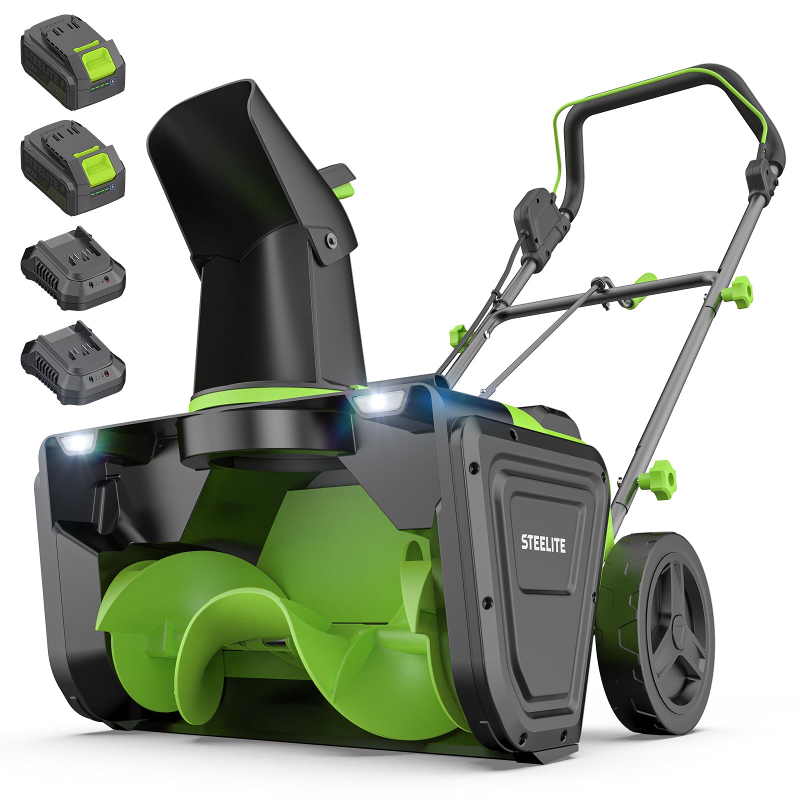 STEELITE 40V(2X20V) Cordless Snow Blower, 20-Inch Snow Thrower 850 lbs/Minute Ca