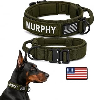 Personalized Tactical Dog Collar with Removable Name Patch US Flag | Customizable Tactical Design Removable Patch Pet Accessory Optional Leash PVC Flag