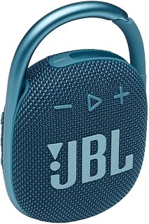 JBL Clip 4: Portable Speaker with Bluetooth, Built-in Battery, Waterproof and Dustproof Feature - Blue New (Renewed)