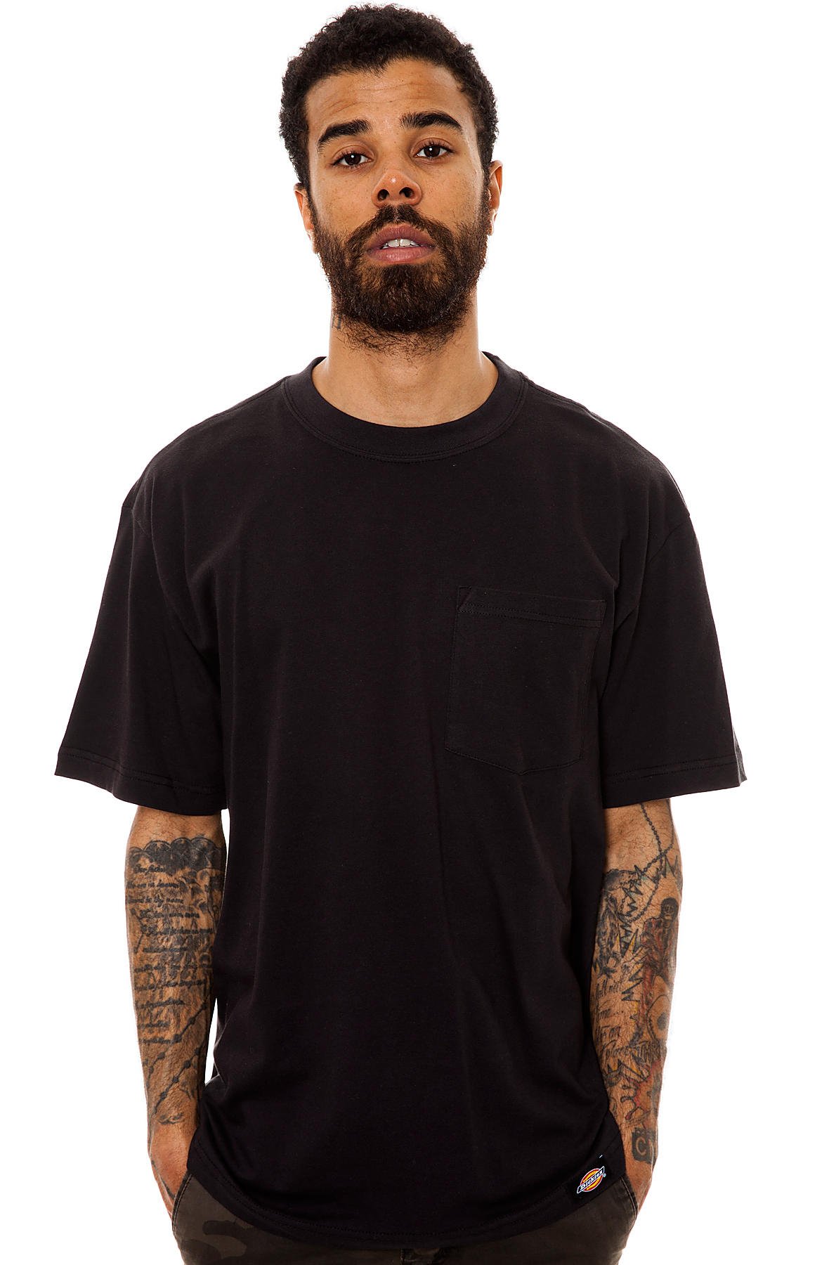 Dickies Men's Short Sleeve Pocket Tee, Black, Medium
