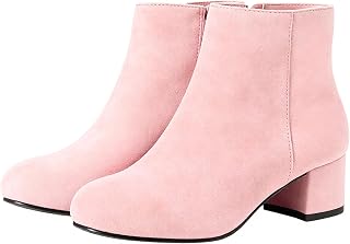 CAMSSOO GOGO Womens Suede Fashion Block Heel Side Zip Ankle Boots