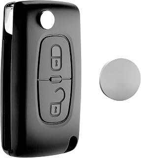 Jongo® CE0536 Complete Kit Key Shell + CR1620 Battery Compatible with Peugeot 207 308 3008 Partner Expert Citroen C3 C4 Berlingo Jumpy Plip Remote Control Case 2 Buttons + Pins