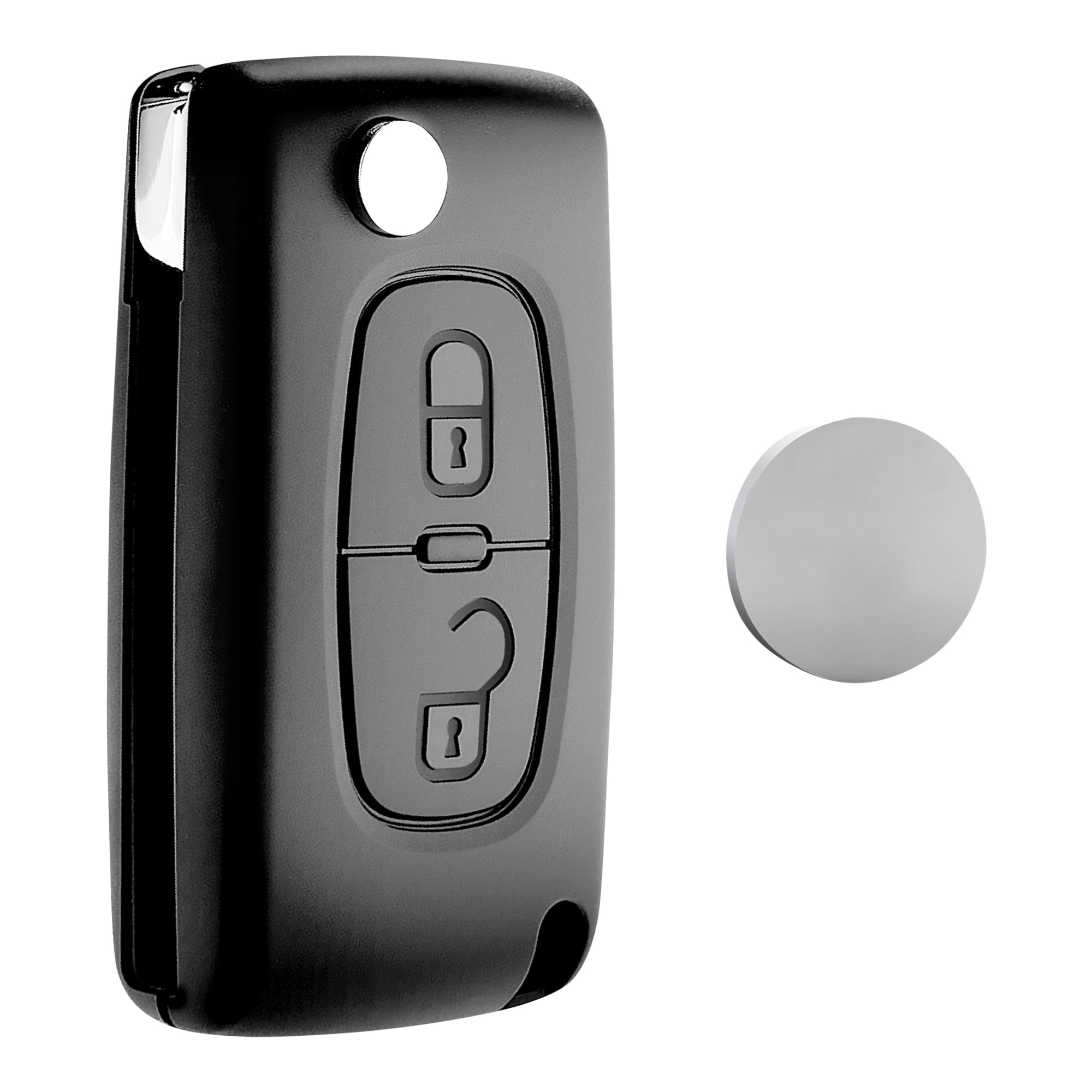 Jongo® CE0536 Complete Kit Key Shell + CR1620 Battery Compatible with Peugeot 20