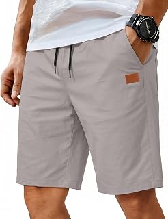 COOFANDY Men's Casual Shorts Cotton Elastic Waist Drawstring Shorts Lightweight Summer Beach Shorts