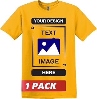 Gildan Custom T-Shirts - Personalized Unisex Crewneck Tee Shirt - Customize Your Image, Text & Photo - Men Women Adult