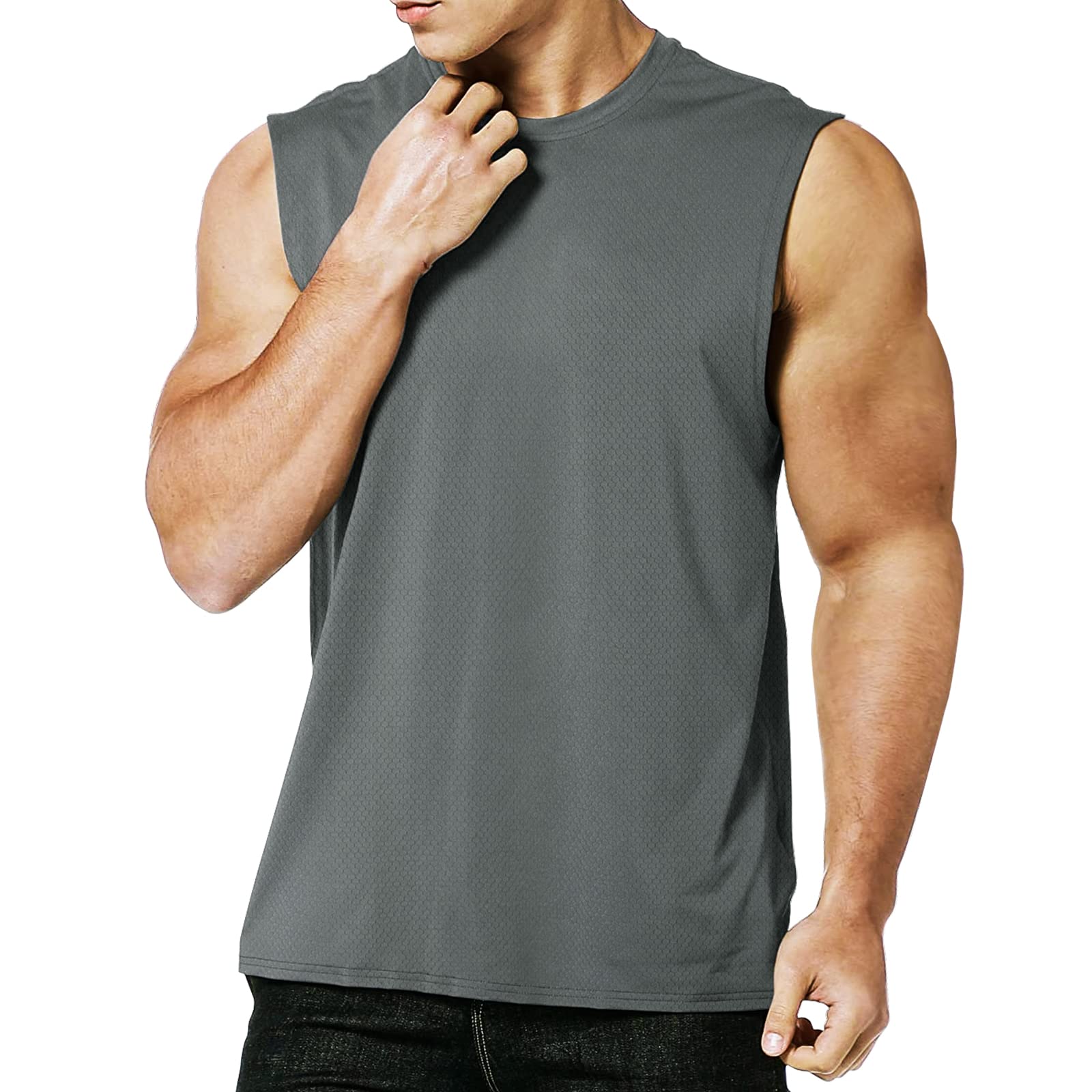 MEETYOO Canotte Uomo,Maglie Senza Maniche Palestra T Shirt Sportiva per Corsa,Fi