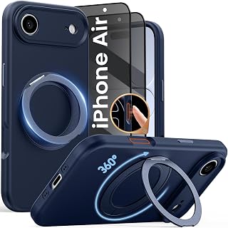 for iPhone Air Case with Spin Stand & Privacy Protector, Blue