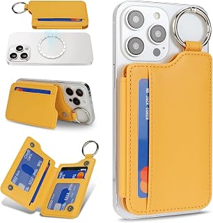Cavor Magnetic Wallet for iPhone 17/16 Pro Max/15 Pro/14 Plus/13/12 Series,Compatible with MagSafe Wallet,Magnetic Card Holder with Adjustable Stand,for iphone magsafe Card Holder-Yellow