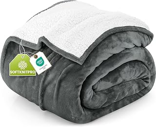 Utopia Bedding Sherpa Blanket Twin Size [Grey, 66x90 Inches] - Soft Lightweight Plush Fleece Reversible Blanket for Bed, Sofa, Couch, Camping and Travel