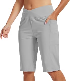 MoFiz Women's Shorts Short Tights Women's Bermuda Leggings Sports Shorts Summer Yoga Gym Fitness Shorts with Pockets
