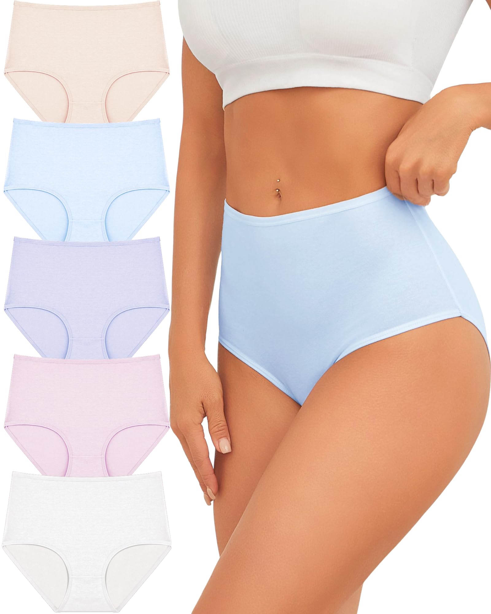 UNDER THE SEA Cotton Underwear Women High Waisted Full Coverage Brief 5pack