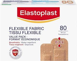 Elastoplast Flexible Fabric Bandages, Water Repellent Value Pack, 80 Strips