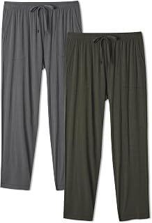 DAVID ARCHY Mens Pajama Pants Bamboo Rayon Lightweight Knit Sleep Bottoms, Soft Lounge Pants with Pockets PJs, 2 Pack