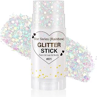 Mysense Rainbow Glitter Stick,Face Hair Body Glitter for Halloween Cosplay Mermaid Costume,Sparkling Chunky Glitter Makeup,Singer Concert Festival Rave Outfit Accessories for Women and Kids