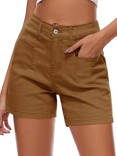 Rasutina Women Stretchy Jean Shorts High Waisted Denim Shorts for Women Chino Cargo Shorts Women's Summer Jorts