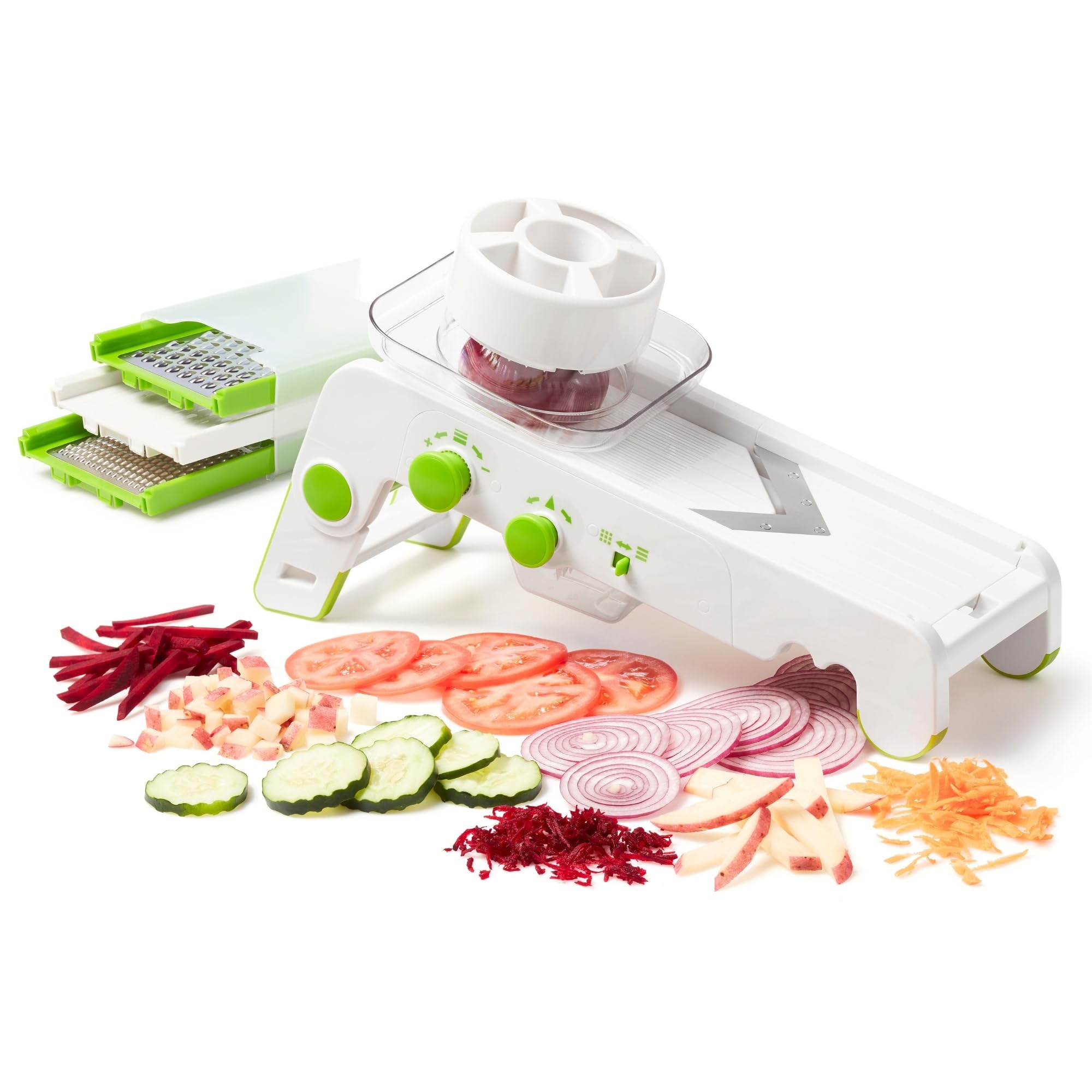Starfrit Cubing Pro Mandoline Slicer & Dicer, 4 Blades, 10 Settings, White