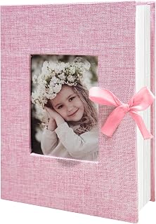 HenPisen Photo Album 4x6 100 Pockets, Slip-in Picture Albums, Linen Cover Top Loader Vertical Pockets Albums for Baby, Kids Boy Girls, Wedding, Family, Anniversary, Pink