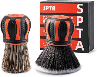 SPTA Car Detail Brush, 2 Piece Small Car Detail Curve Ball Brush Set for Interior Seats Tires &amp; Air Vent Cleaning Soft Dust Remover, Covers Large Area Inside or Outside Vehicles