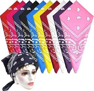 KUUQA Paisley Bandanas Assorted Cowboy Bandanas Unisex Novelty Print Head Wrap Scarf Wristband for Adults and Kids