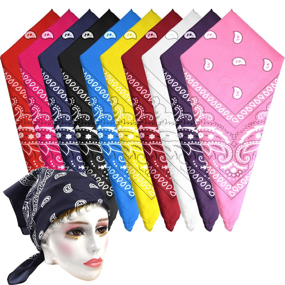 KUUQA Paisley Bandanas Assorted Cowboy Bandanas Unisex Novelty Print Head Wrap S