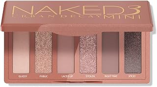 Urban Decay Naked3 Mini Eyeshadow Palette - 6 Rosy Pink Neutral Shadows | Ultra-blendable Mattes + Shimmers for Natural + Romantic Eye Looks, Travel Makeup Palette, Includes Mirror, Bridal Palette