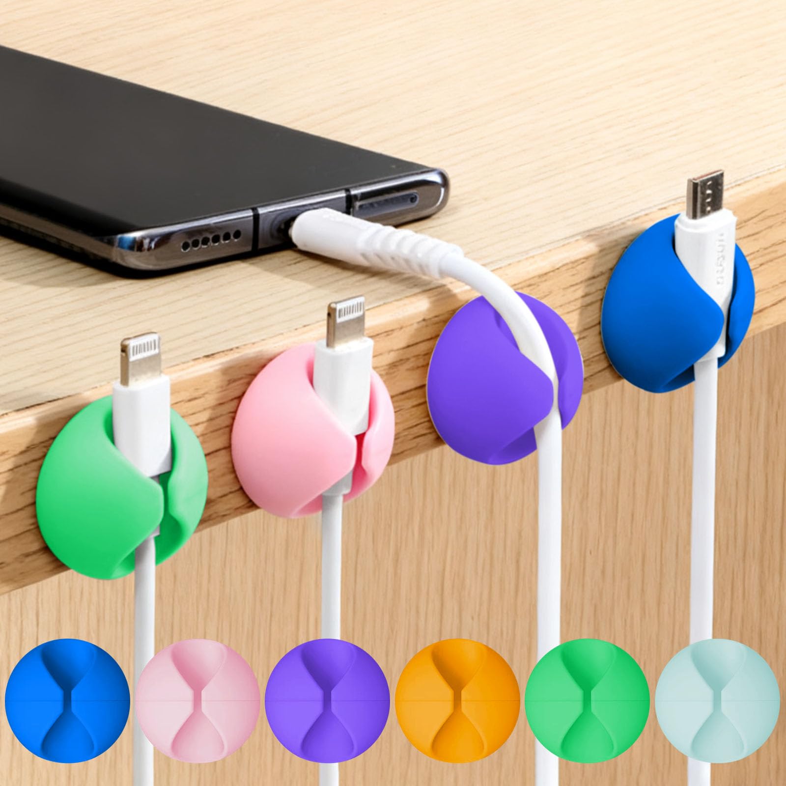 6 Pcs Cable Organizer, Cable Clips Adhesive Cable Organizer for Desk Home Office