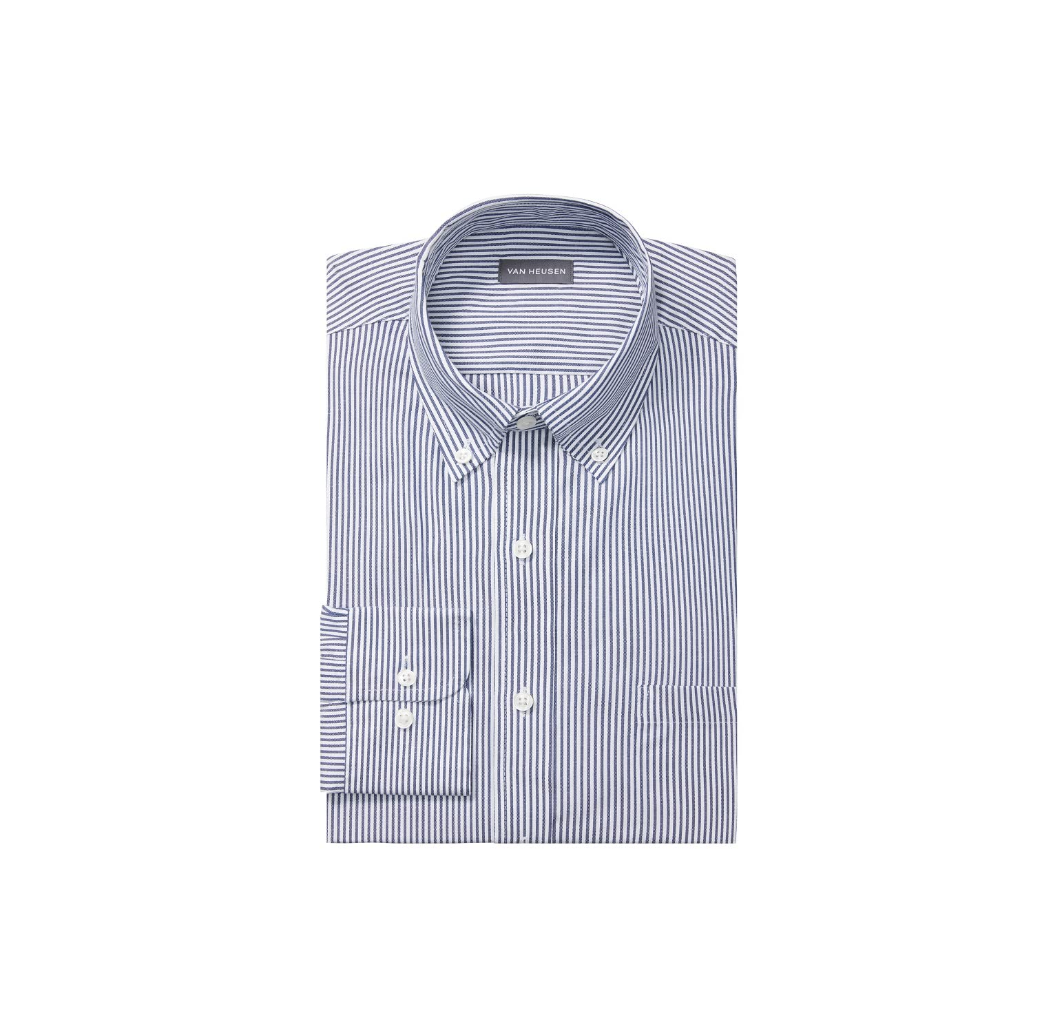 Van Heusen Pinpoint Regular Fit Stripe Button Down Collar Dress Shirt Men's Dres