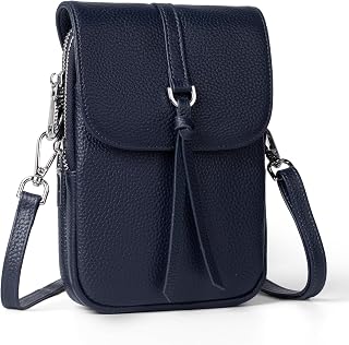befen Small Genuine Leather Shoulder Bag for Women, Multi Pocket for Mobile Phone, Crossbody Bag with RFID Blocking Card Slot