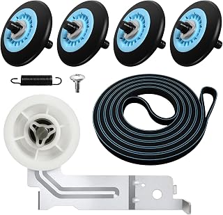 Upgraded Dryer Repair Kit for Samsung DC97-16782A Dryer Roller,6602-001655 Dryer Belt,DC93-00632A Dryer Idler Pulley,DC61-01215B Spring,Dryer Parts Replacement Compatible with DV48H7400EW/A2
