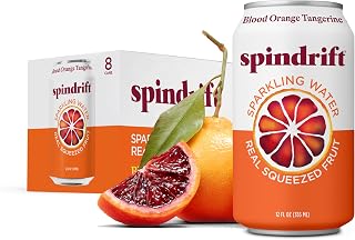 Spindrift Sparkling Seltzer Water, Blood Orange Tangerine Flavored, Made with Real Squeezed Fruit, 12 Fluid Ounce Cans, Pack of 8 Cans
