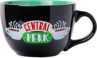 Silver Buffalo FRIENDS Central Perk, Ceramic Soup Mug, 24oz | Oversized for Coffee, Cup, Black, 0.71 Liters