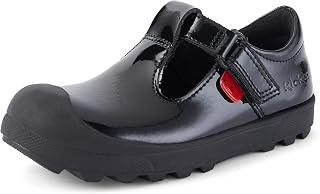 Kickers Girl's Plunk Mary Jane Black Leather School Shoe | Timeless Mary Jane Look | Everyday Comfort Fit, Cushioned for All-Day Wear
