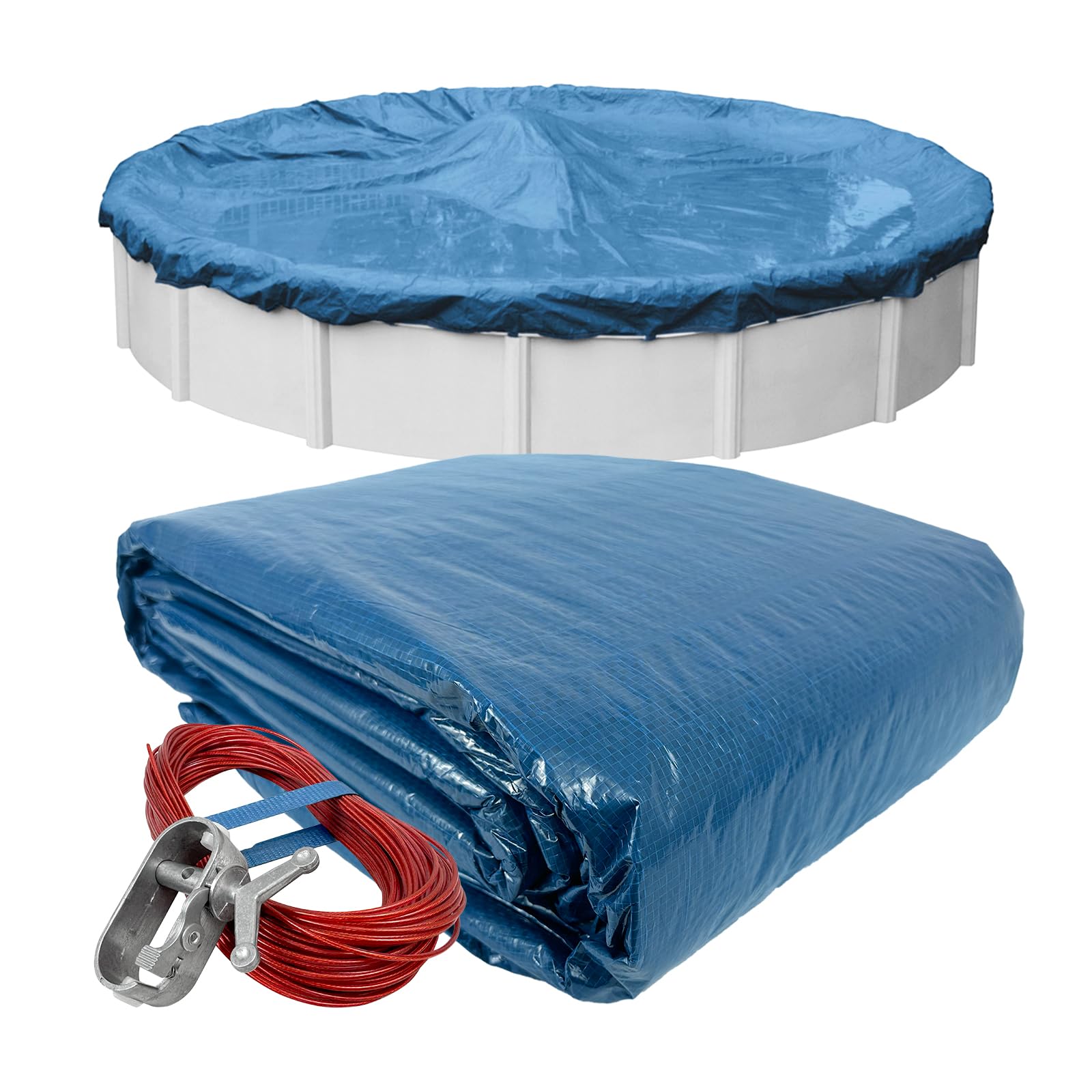 Robelle 24 ft Heavy Duty Super Winter Pool Cover for Above Ground Pools | Blue A