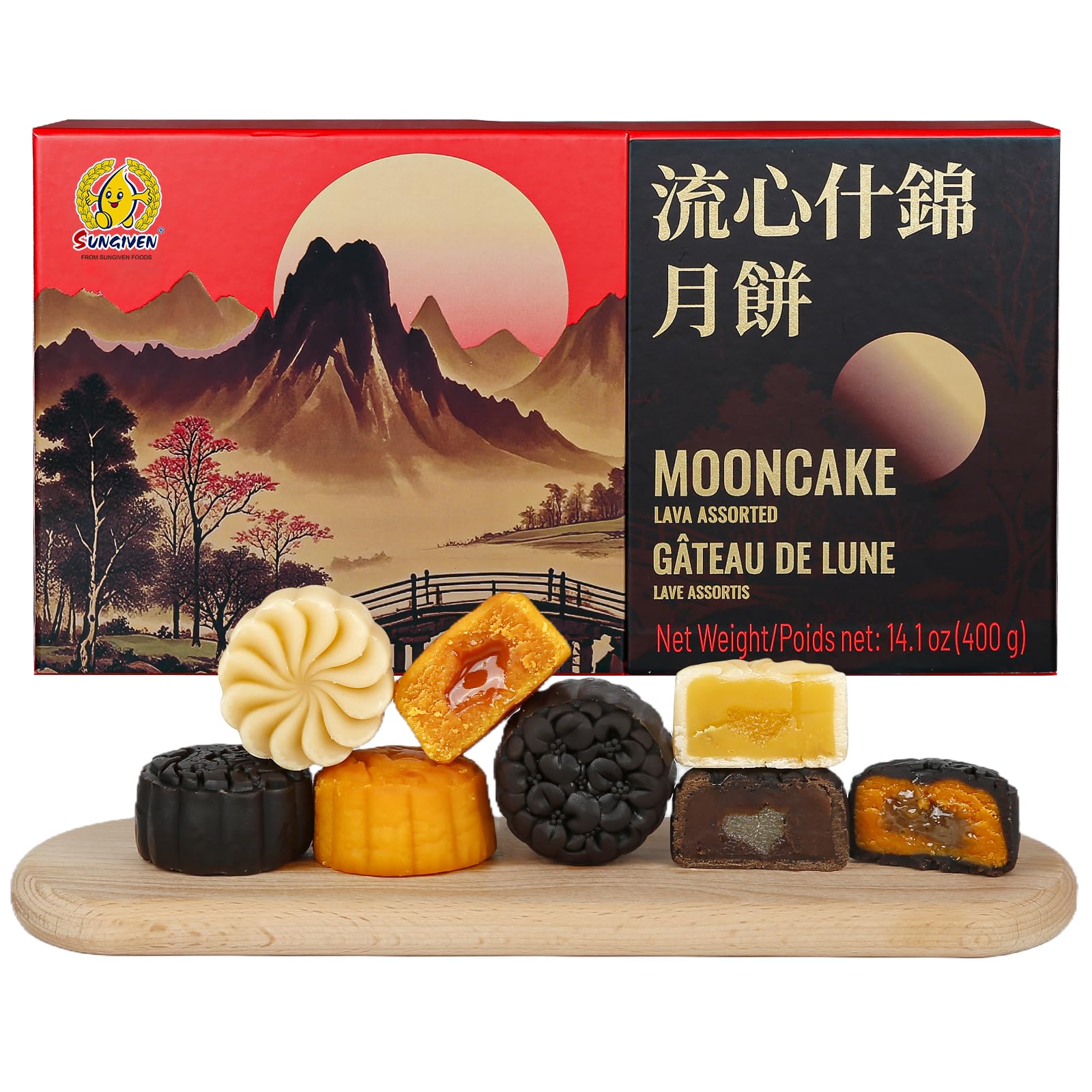 SUNGIVEN Mooncake Lava Assorted 4 Kind of Flavors 400g Paste Bailey Chocolate Tr