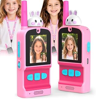 Marsbus Video Walkie Talkies for Kids 2 Pack, Gift for Ages 3-12 Girl & Boy | Long Range Kids Video Walkie Talkies with HD Camera & Voice Changer, Indoor Outdoor Toys, Christmas Birthday Gifts for Kids