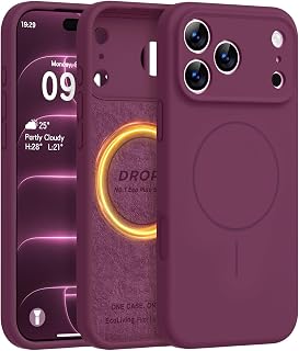 Vooii Magnetic for iPhone 18 Pro Max Case 6.9" Silicone, Burgundy | Compatible with Magsafe, Full Camera Protection, Soft Microfiber Lining, Shockproof Case for iPhone 18 Pro Max Cherry Red