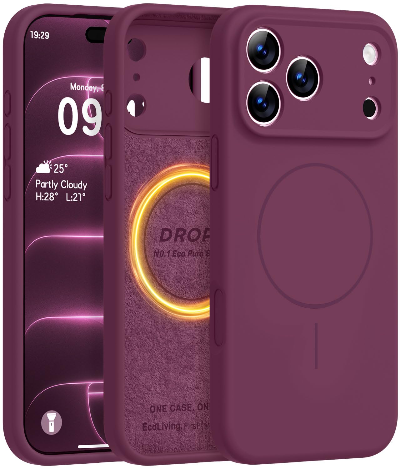 Vooii Magnetic for iPhone 18 Pro Max Case 6.9" Silicone, Burgundy | Compatible w