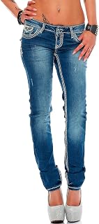 Cipo & Baxx Damen Jeans mit auffälligen Kontrastnähten Stilvolle Passform Design für jeden Anlass Bequeme Stretchqualität für optimalen
