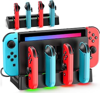 Switch Charging Dock for Joycons, Controller Charger Station for Nintendo Switch/OLED Model, 2 Hour Joycon Charger, Storage & Organization Charging Stand for TV Dock Station, for Mac Compatible Game