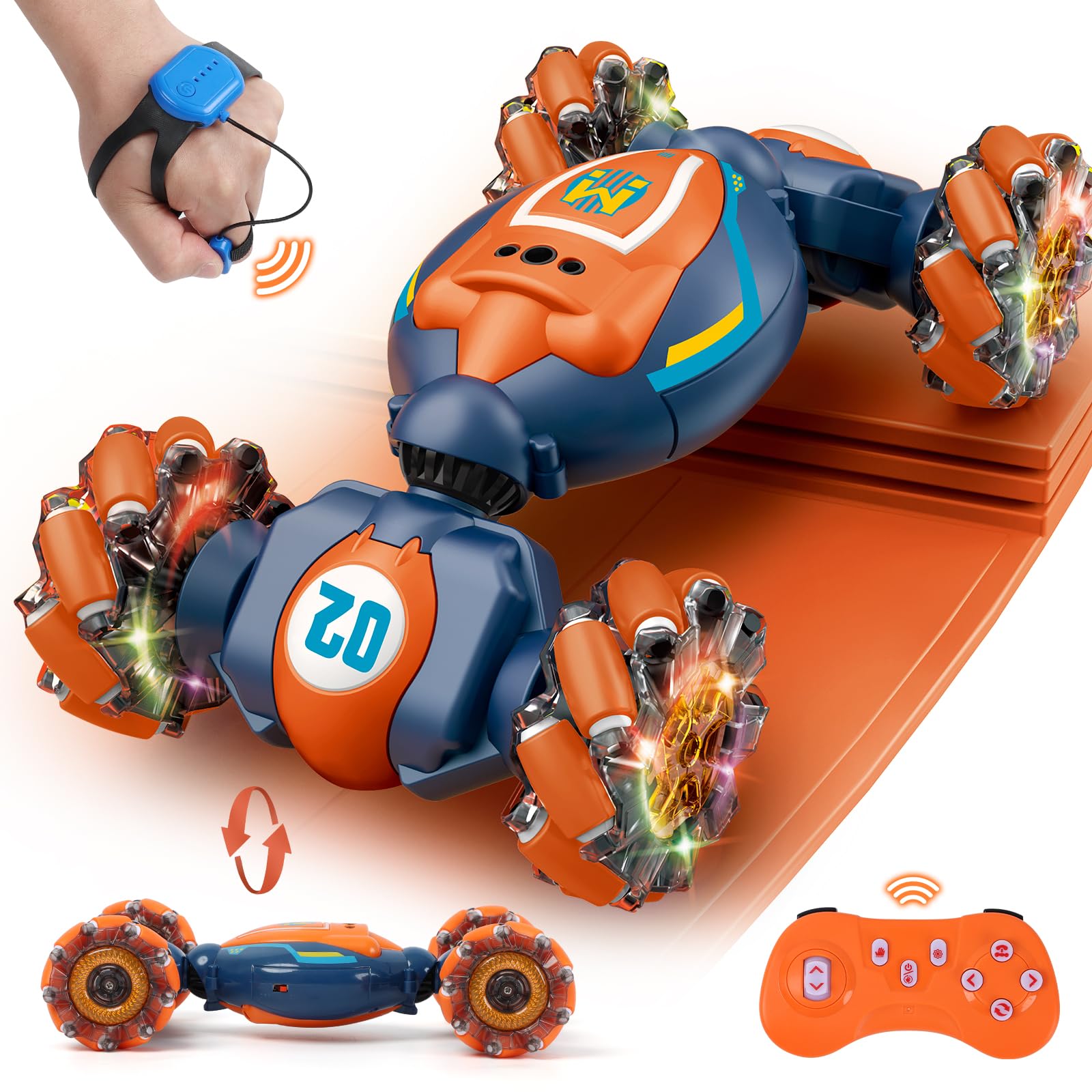 Gesture Sensing RC Stunt Car - Boys Girls Toys Age 6-8-12, 4WD Hand Controlled R