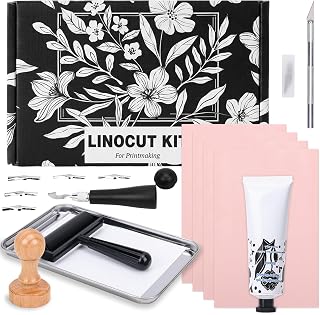 SGHUO Linocut Kit for Beginners, Stamp Making Set with Tools | Linoleum Blocks for Printmaking & Linocut Tools Included, Stamp Making Set, DIY Art Gift Adults Teens Beginner Printmaking