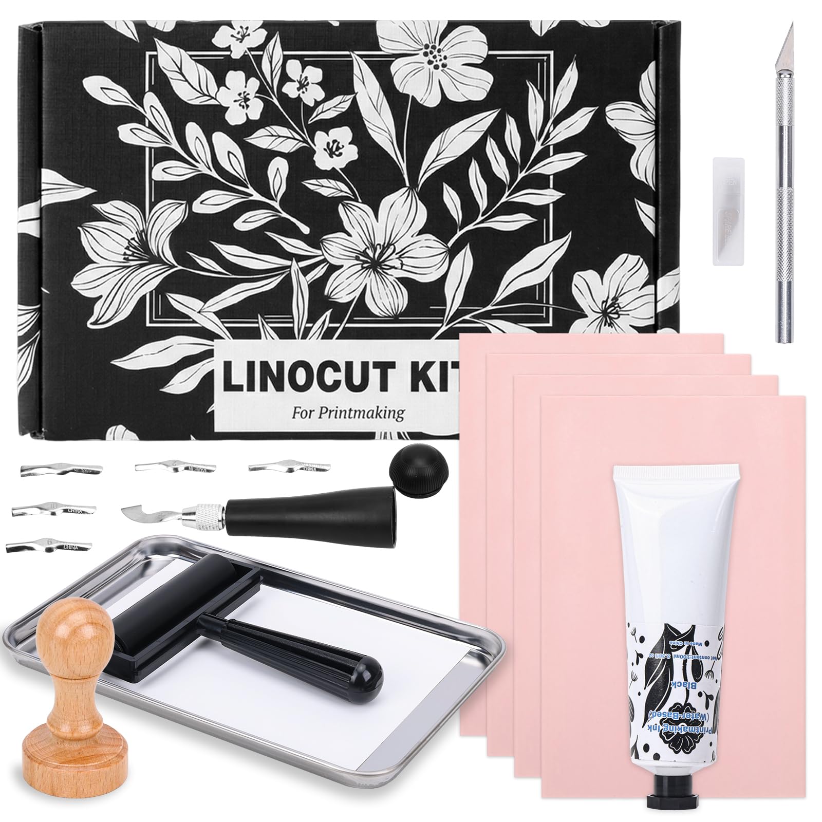SGHUO Linocut Kit for Beginners, Stamp Making Set with Tools | Linoleum Blocks f