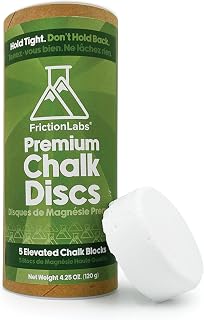 Friction Labs Chalk Discs - Premium Gym Chalk Blocks for Rock Climbing, Weight Lifting, Gymnastics, & Bowling - 5 Individual 0.85oz Block Chalk Discs