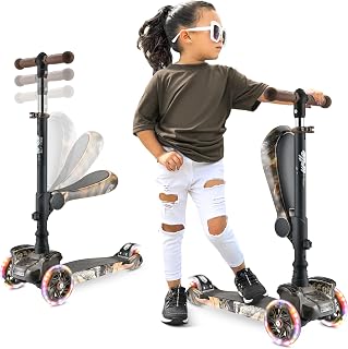 Hurtle Kids Scooter, 3-Wheel, Foldable & Removable Seat, Toddler Scooter