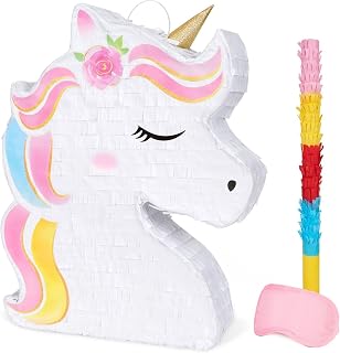 WERNNSAI Unicorn Piñata, Unicorn Birthday Decorations, Rainbow Unicorn | Piñatas Para Cumpleaños, with Blindfold and Stick, Birthday Decorations for Girls Kids, Princess Birthday Party Decorations
