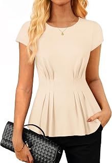 GRACE KARIN Womens Peplum Tops Dressy Casual,2026 Summer Short Sleeve Work Blouses, Business Shirts Fashion Clothes
