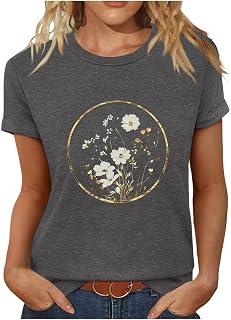 Women's Vintage Floral T Shirt Fashion 2025 Boho Wildflower Graphic Loose Tees Short Sleeve Casual Tops