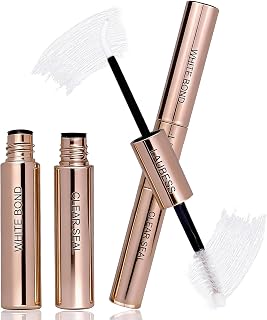 Lash Bond and Seal Lash Glue Waterproof LAUBESS 2-IN-1 Cluster Lash Glue for Eyelash Clusters 72H 10ml (White/Clear)