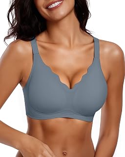 Vertvie Women's Seamless Bra Wirefree Non-Wired Push Up Full Coverage Comfortable Scalloped Bra