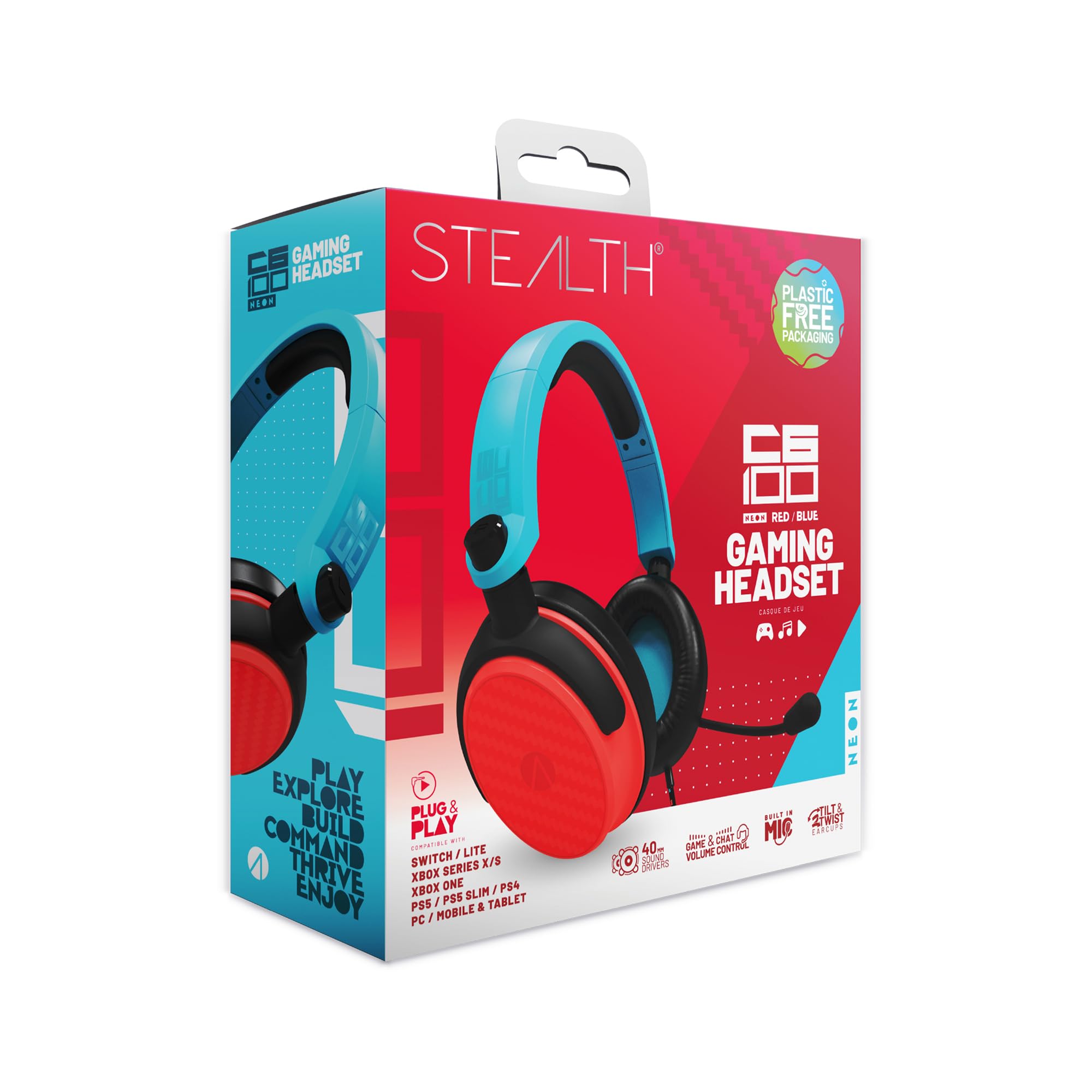 STEALTH C6-100 Gaming Headset Range (Blue/Red)